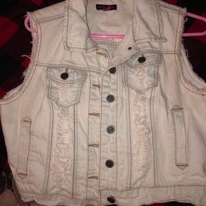 White washed jean vest